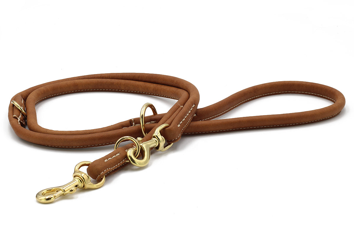 Lederleine Rundgenäht 2m Gold