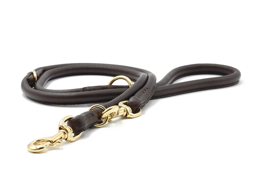 Lederleine Rundgenäht 2m Gold