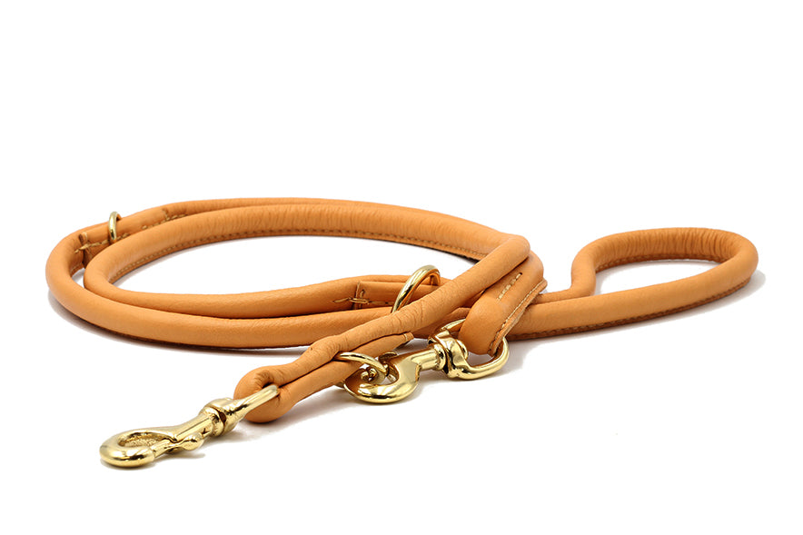 Lederleine Rundgenäht 2m Gold