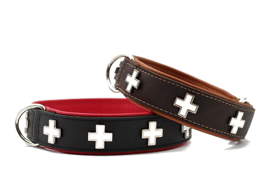 Lederhalsband „Schweizer Kreuz“ – Robust & stilvoll mit Tradition
