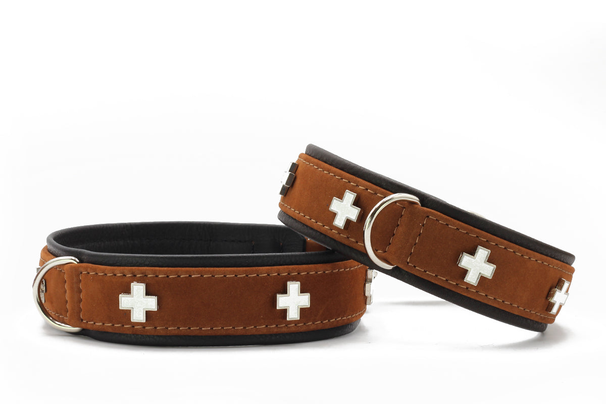Halsband Schweizer Kreuz Nubukleder