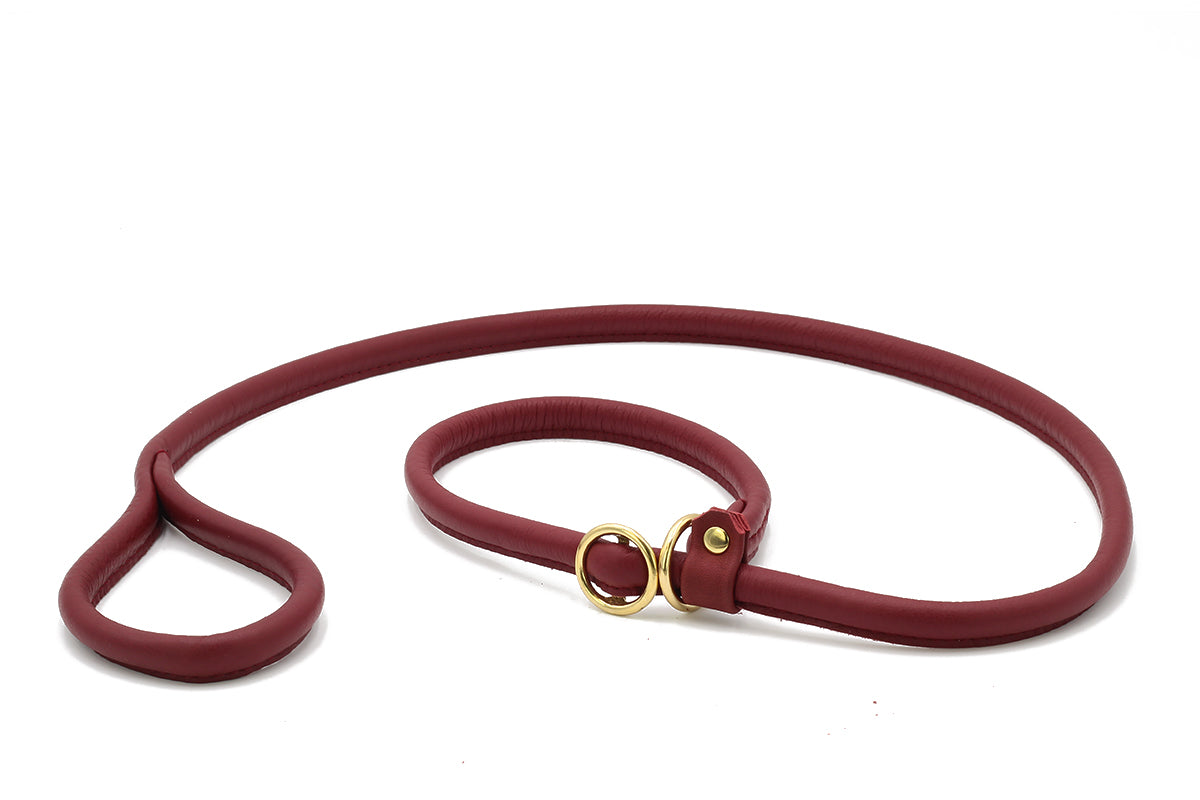Retrieverleine Burgundy 160 cm – Schlupfleine mit Messingring