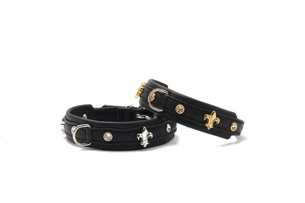 Hundehalsband Leder Mini Fleur für Sie XS Halsband schwarz