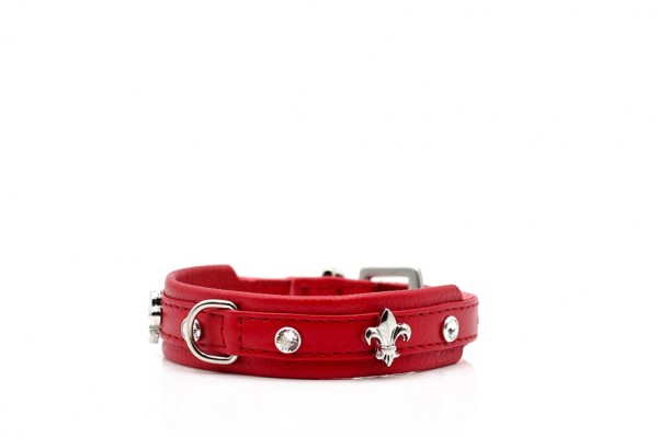 Hundehalsband Leder Mini Fleur für Sie XS Halsband rot
