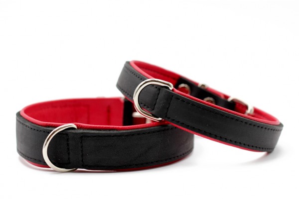 Halsband Hund Klassik Premium schwarz-rot klassisch