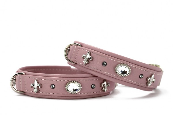 Lederhundehalsband Diamond Nappaleder Farbvielfalt weiches Leder schick und edel rosa